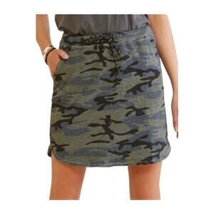 Sundry camouflage stretch pull on drawstring mini skirt super soft S